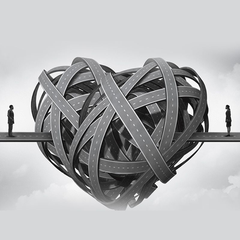 road shaped into a heart