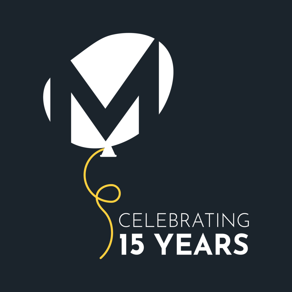 15 year Anniversary image with Merel Family Law logo as balloon
