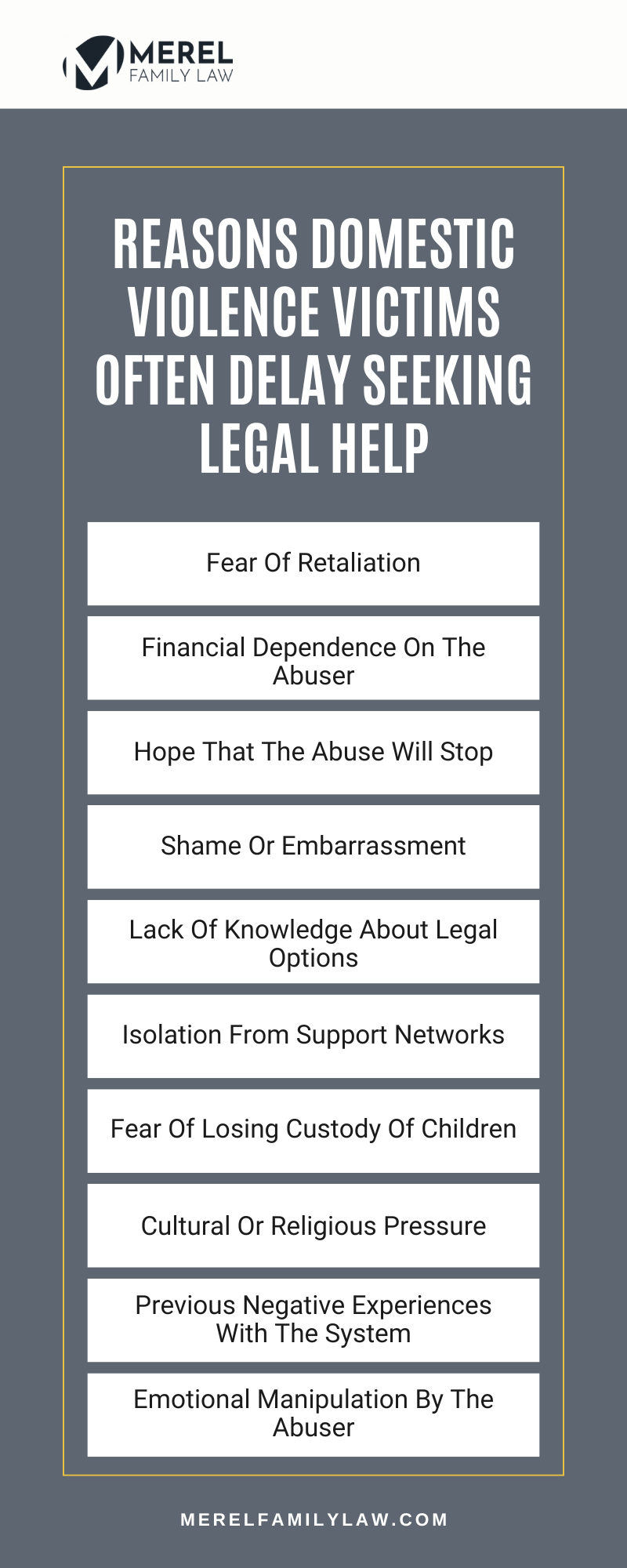 Reasons Domestic Violence Victims Often Delay Seeking Legal Help Infographic